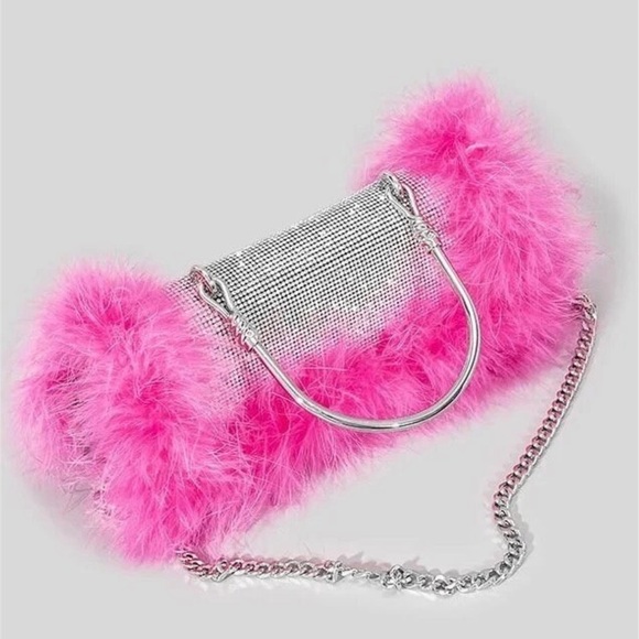 Rhinestone and Ostrich Feather Top Handle Bag - Picture 3 of 5